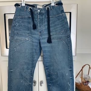Free People Moxie Cotton Low-slung Barrel Jeans